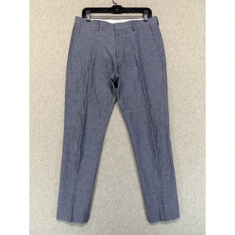 J.Crew Ludlow Baird McNutt Irish Linen Dress Pants Mens 31x32 Slim Blue